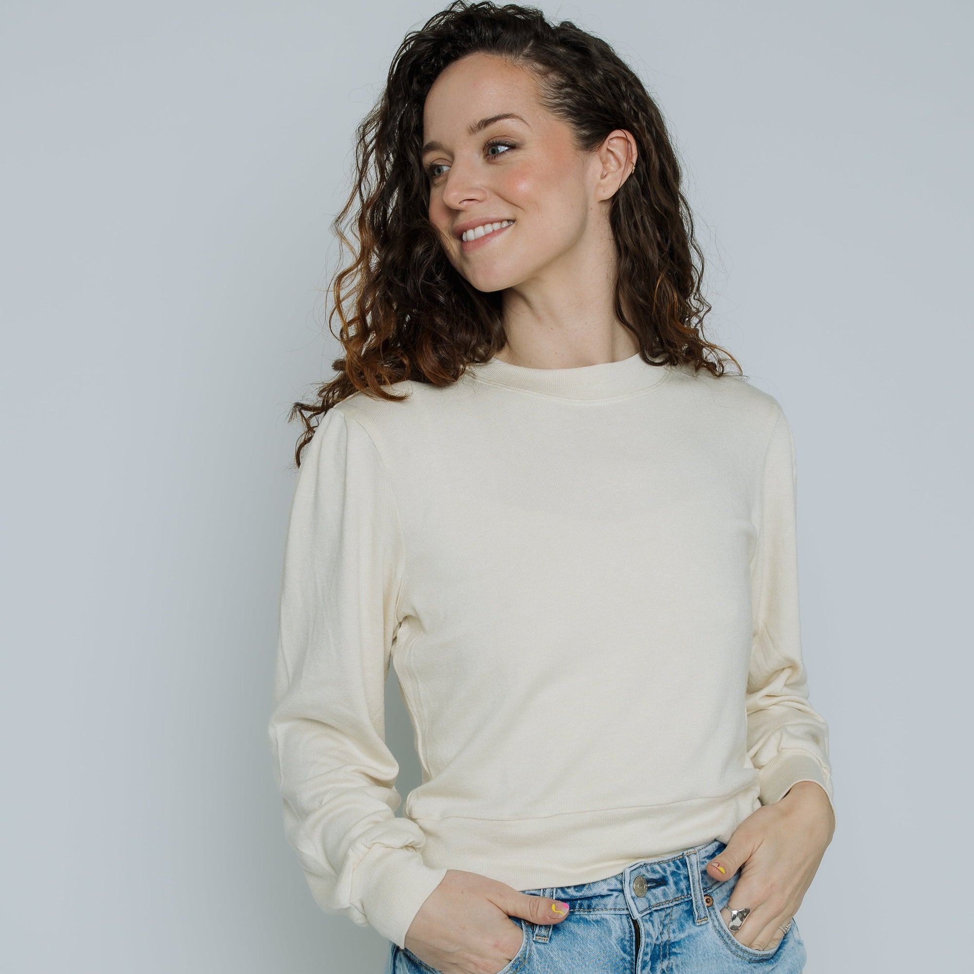 Ella Crew Neck Sweater (White)
