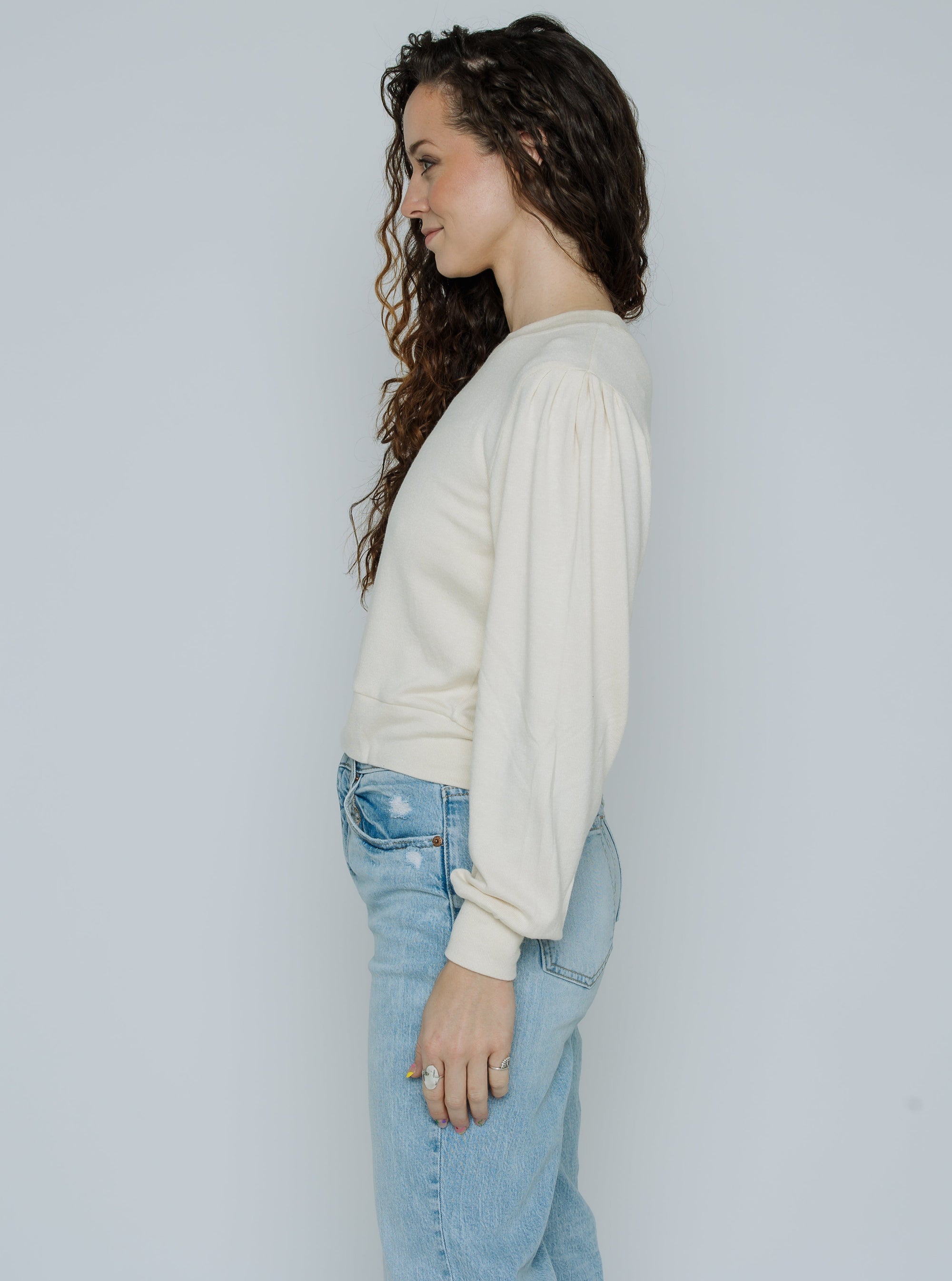 Ella Crew Neck Sweater (White)