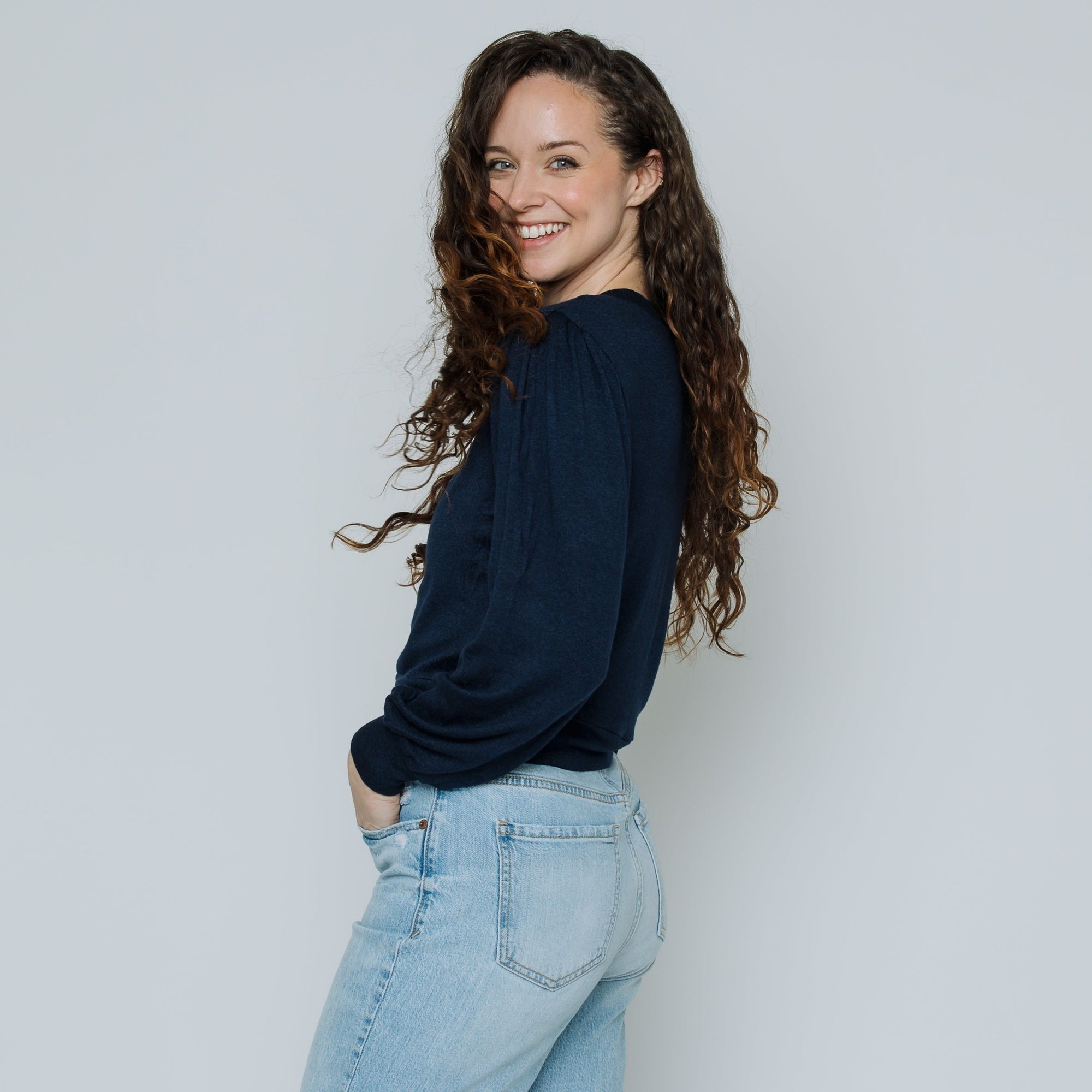 Ella Crew Neck Sweater (Navy Blue)