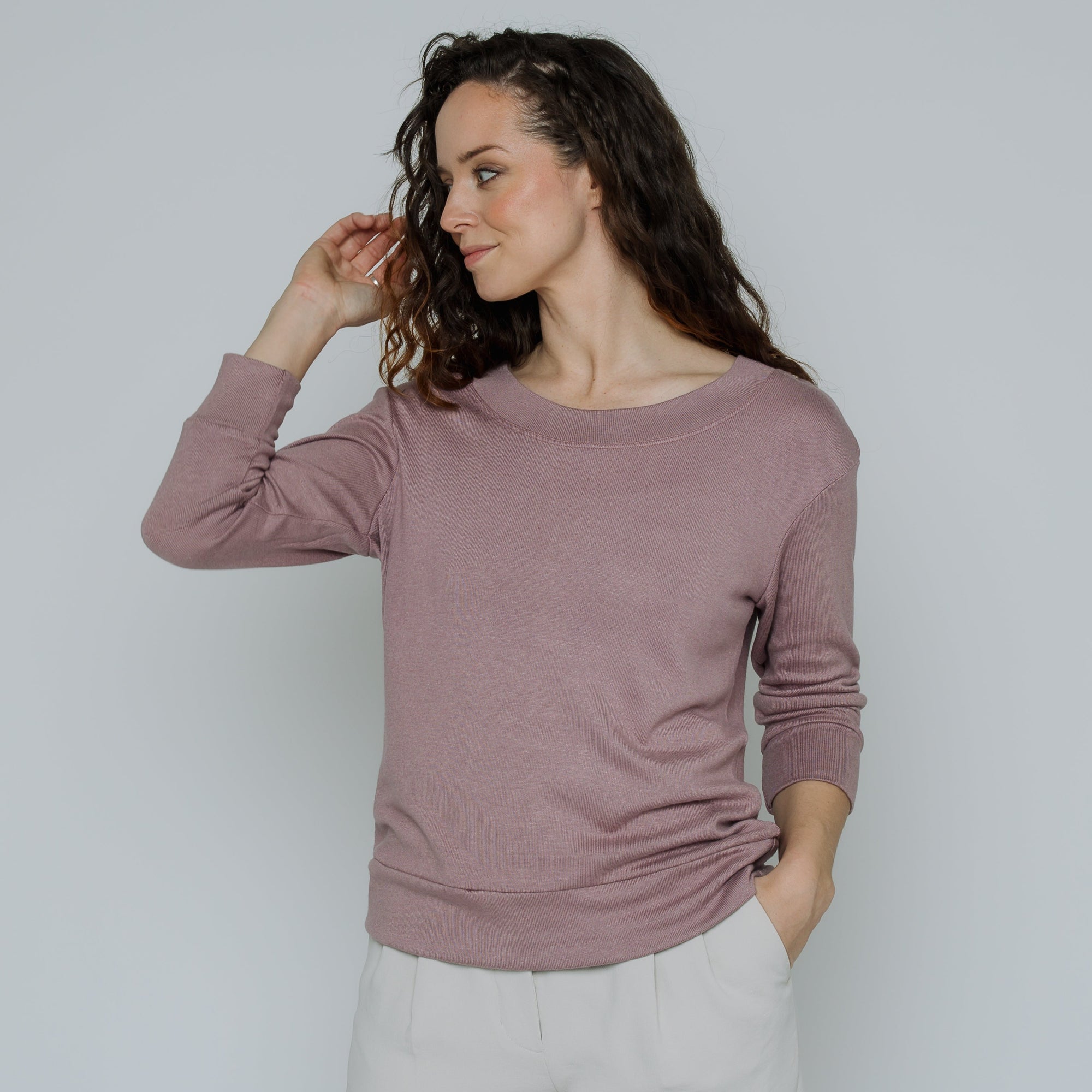 Wanda Scoop Neck Sweater (Dusty Pink)