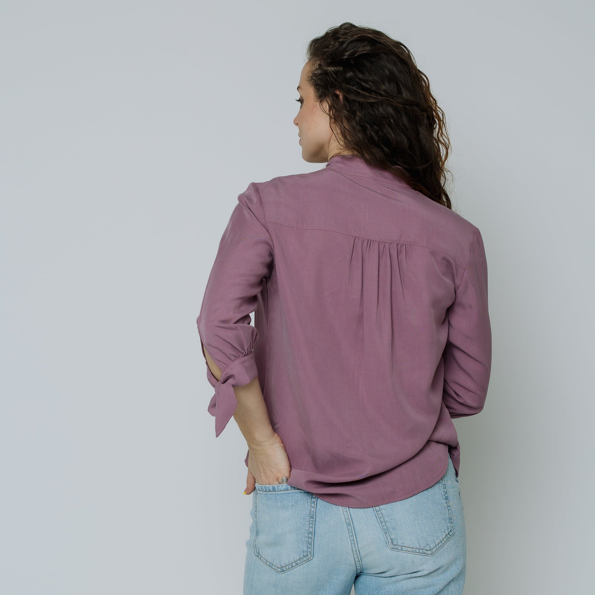 Margitta Tie-Sleeve Blouse (Dusty Pink)