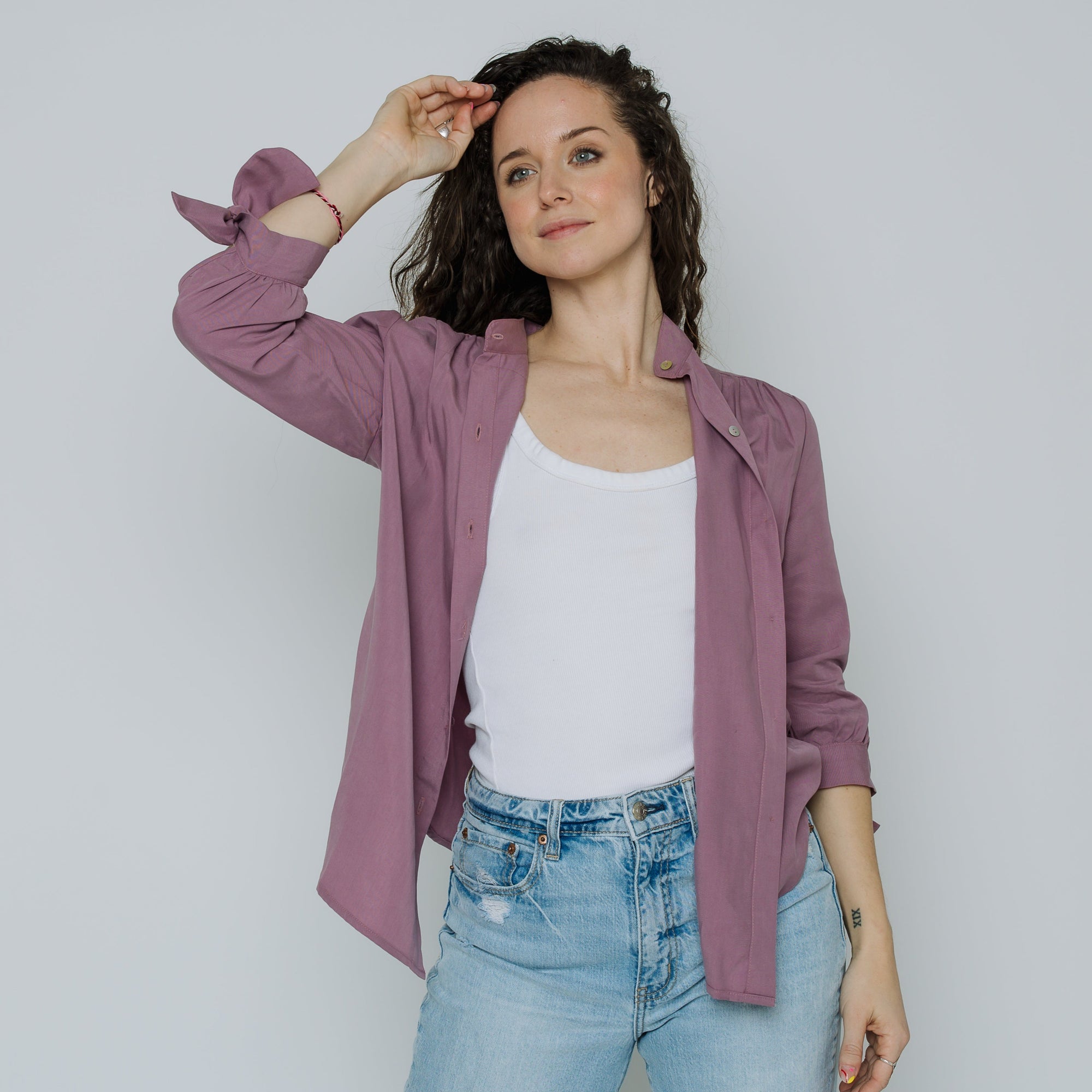 Margitta Tie-Sleeve Blouse (Dusty Pink)