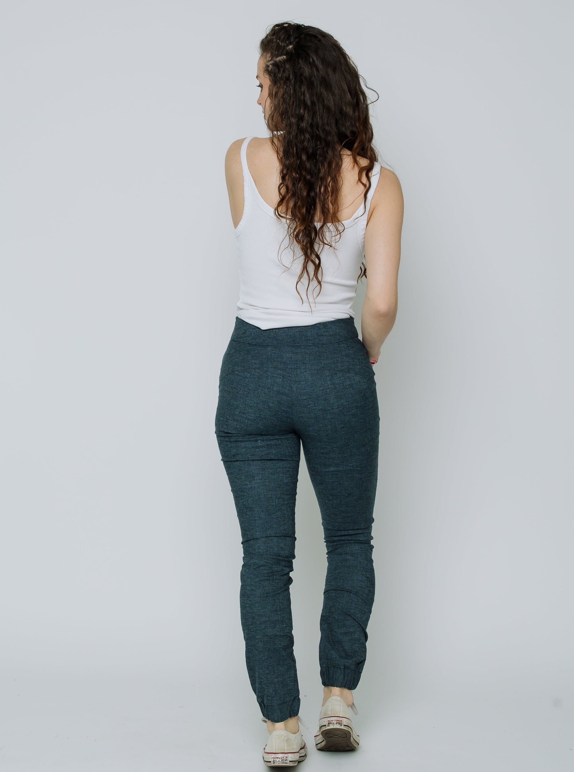 Kristina Cuffed Pants (Navy / Grey Hemp)