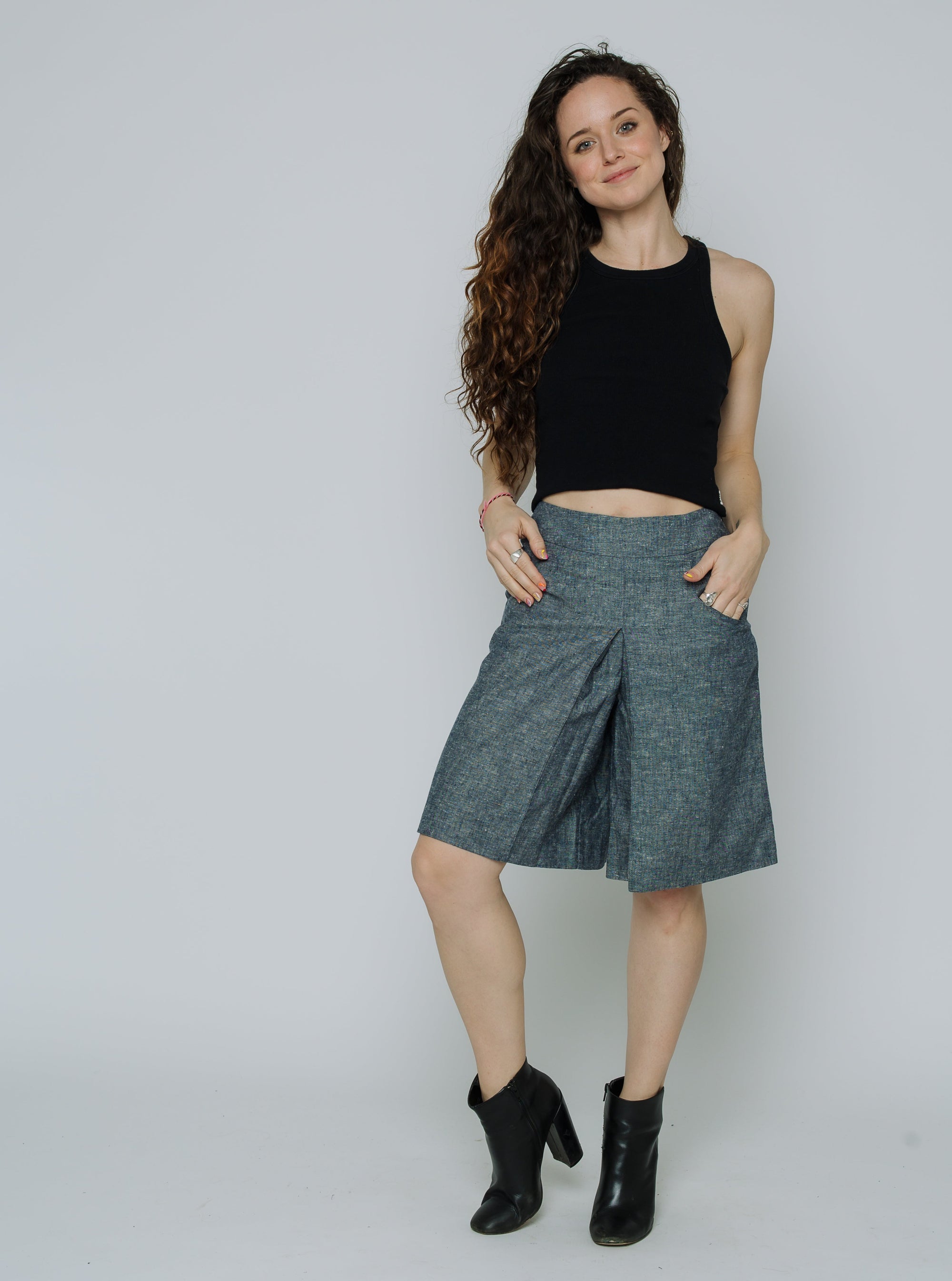 Hemp and Organic Cotton Women's Shorts, Lightweight Culottes - Denim -  Wallis Evera